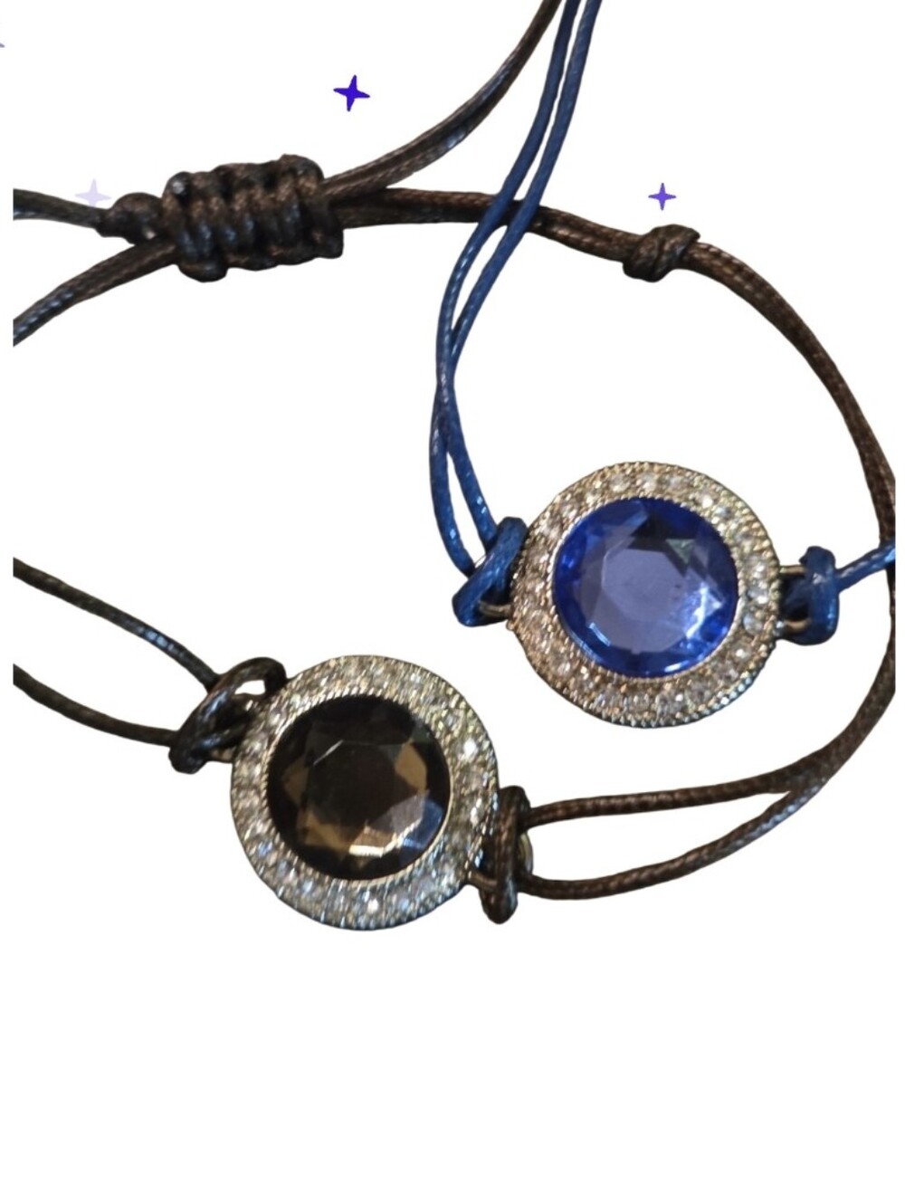 Avon New Adjustable Women's Cord Bracelet with Blue and Black Crystal Accents